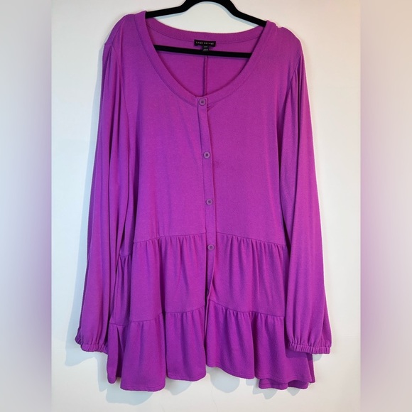 Lane Bryant Purple Tiered Tunic Top 22/24 - Picture 7 of 15